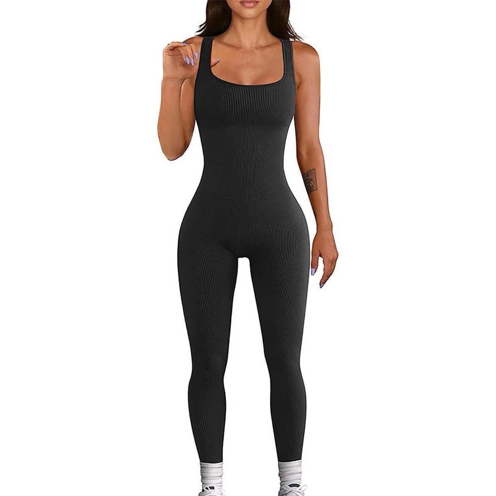 Black Ribbed Jumpsuit - Picture 2 of 6